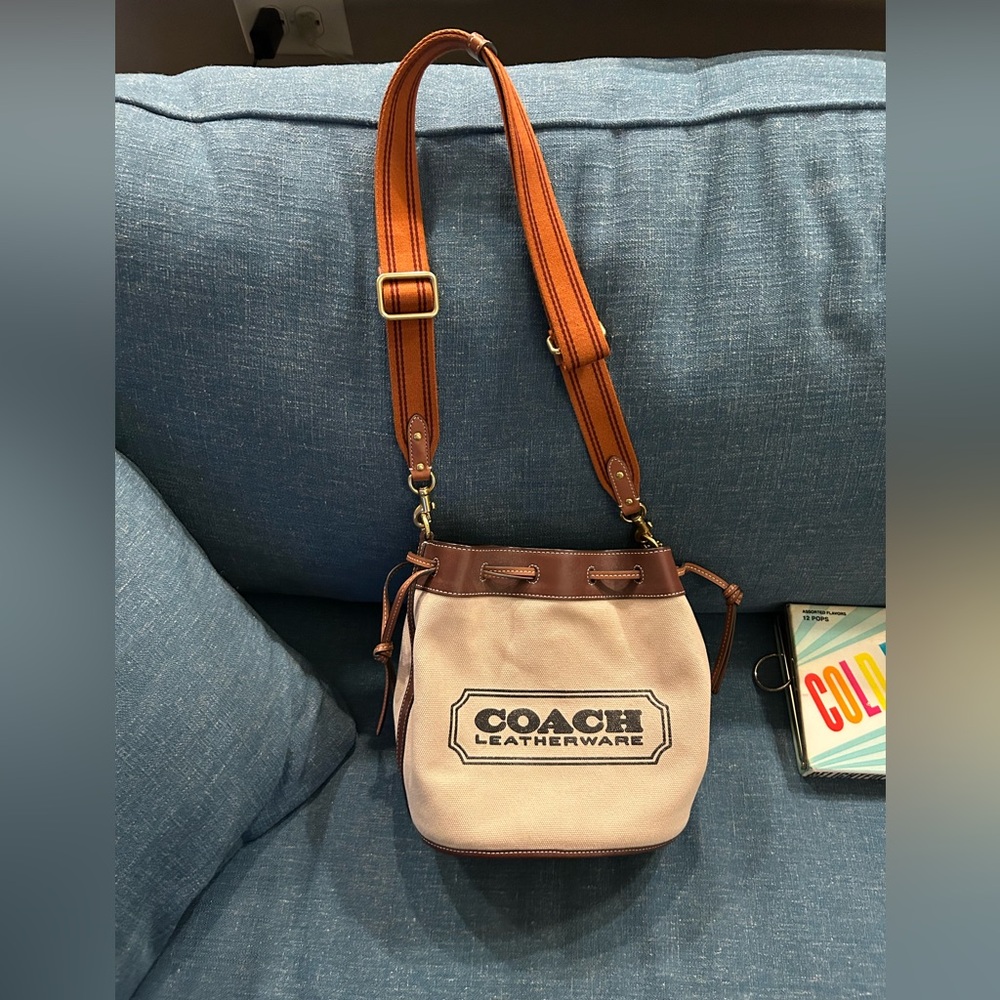 Coach Tan and Brown Canvas Bag